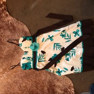 Floral white blue and brown dress